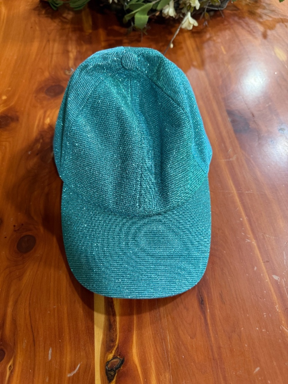 Turquoise glitter shimmer color cap adjustable back NWOT